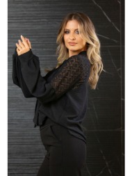 μπλουζα με διαφανεια στους ωμους μαύρο