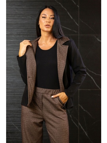 σακακι με τσεπες και κουμπι καφέ σε προσφορά