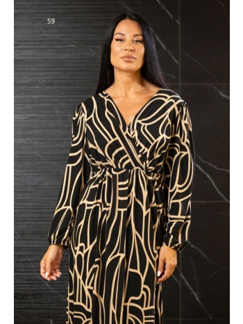 φορεμα μακρυ κρουαζε με λαστιχο στα μανικια μαύρο