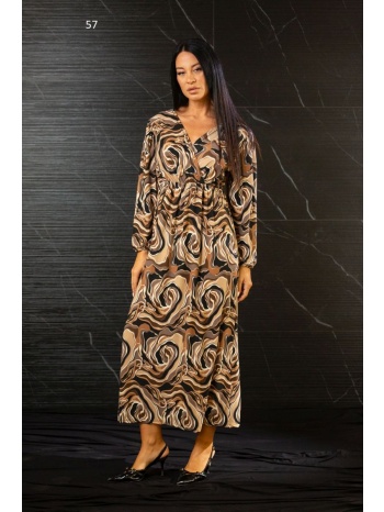 φορεμα μακρυ κρουαζε με λαστιχο στα μανικια μαύρο