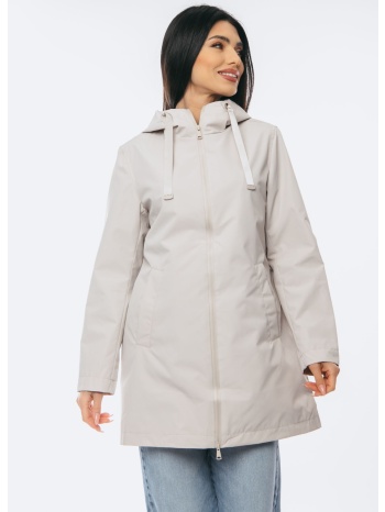 μπουφαν με κουκουλα και φερμουαρ μπεζ σε προσφορά