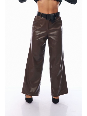 παντελονι δερματινη με ζωνη καφέ σε προσφορά