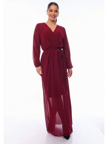 φορεμα μακρυ κρουαζε με ζωνη πετρολ πετρόλ σε προσφορά