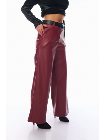 παντελονι δερματινη με ζωνη μπορντό σε προσφορά