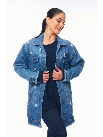 τζιν μπουφαν μακρυ μπλε σε προσφορά