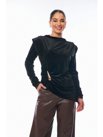 μπλουζα βελουτε με χρυση αγκραφα μαύρο σε προσφορά