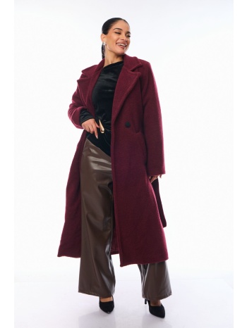 παλτο μακρυ με ζωνη μπορντό