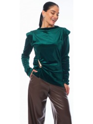 μπλουζα βελουτε με χρυση αγκραφα κυπαρισσί