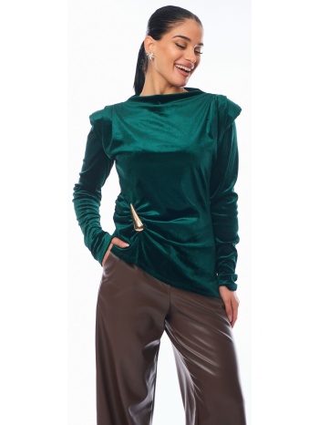 μπλουζα βελουτε με χρυση αγκραφα κυπαρισσί σε προσφορά