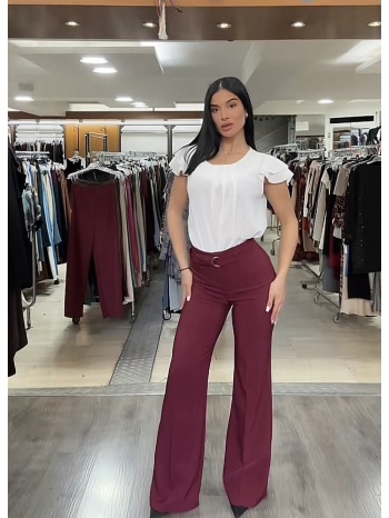 παντελονα καμπανα με ζωνη μπορντό σε προσφορά