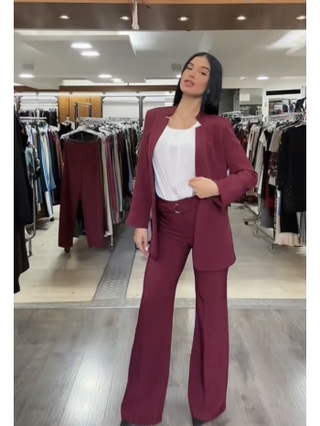 σετ κοστουμι σακακι και παντελονα με ζωνη μπορντό σε προσφορά