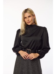 μπλουζα σατεν μαυρη μαύρο