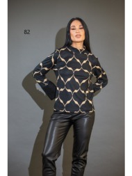 μπλουζα εμπριμε με μπουκλε μανικι μαύρο