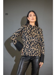 μπλουζα εμπριμε με μπουκλε μανικι μαύρο