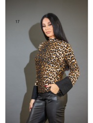 μπλουζα εμπριμε με μπουκλε μανικι μαύρο