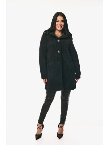 παλτοζακετα μπουκλε με κουμπια mαύρο σε προσφορά