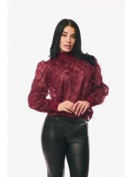 μπλουζα διαφανεια μπορντό