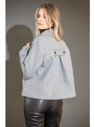 σακακι με τσεπες και κουμπι γκρι