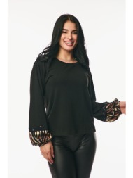 μπλουζα λεοπαρ λεπτομερεια στο μανικι μαύρο