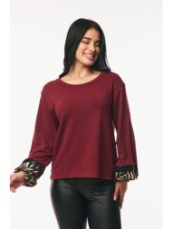 μπλουζα λεοπαρ λεπτομερεια στο μανικι μπορντό