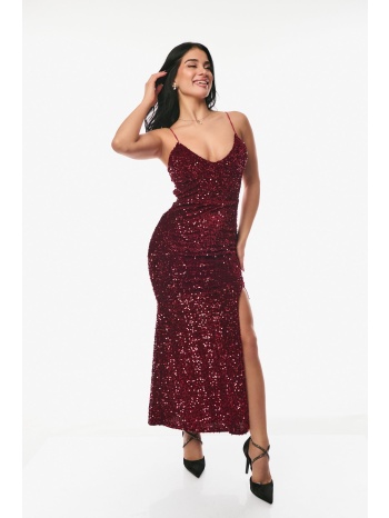 φορεμα μαξι παγιετα μπορντό σε προσφορά