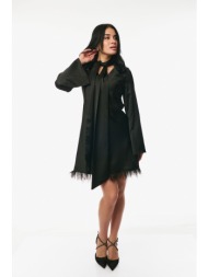 φορεμα σατεν με πουπουλα ...