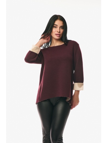 μπλουζα με γυριστο μανικι μπορντό