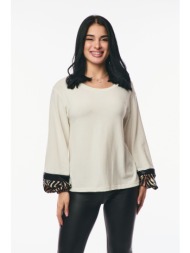 μπλουζα λεοπαρ λεπτομερεια στο μανικι εκρού