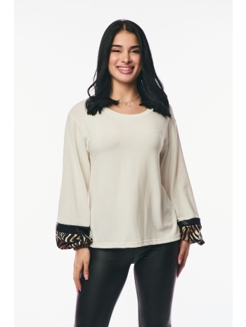 μπλουζα λεοπαρ λεπτομερεια στο μανικι εκρού