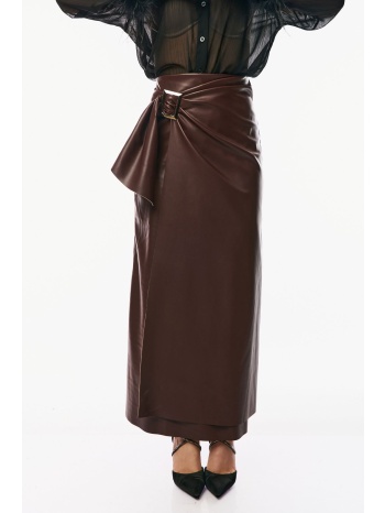 φουστα μακρια δερματινη καφέ σε προσφορά