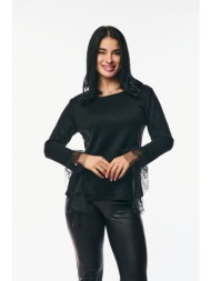 μπλουζα με δαντελα στο τελειωμα μαύρο
