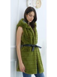 αμανικο γουνακι με ζωνη μαύρο