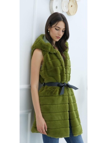 αμανικο γουνακι με ζωνη μαύρο σε προσφορά