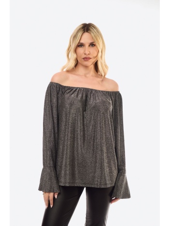 μπλουζα lurex με λαστιχο στους ωμους ασημί