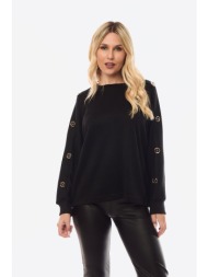 μπλουζα πλεκτη με κουμπια μαύρο