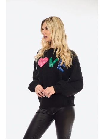 μπλουζα πλεκτη love μαύρο