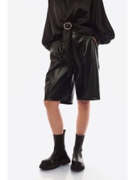 σορτς δερματινη με λαστιχο στην μεση μαύρο