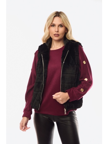 γουνακι αμανικο κοντο με κουκουλα μαύρο