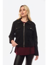 ζακετα με φερμουαρ και τσεπες μαύρο