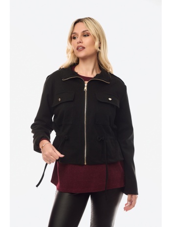 ζακετα με φερμουαρ και τσεπες μαύρο