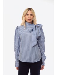 μπλουζα ριγε με δεσιμο και στρας σιέλ