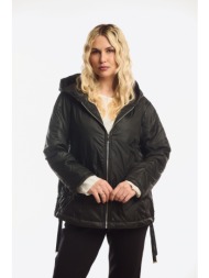 μπουφαν κοντο με κουκουλα μαύρο