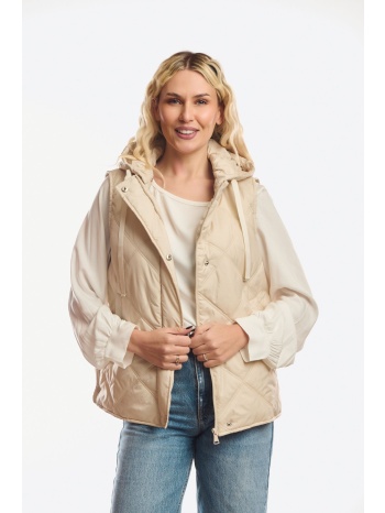 αμανικο μπουφαν με κουκουλα μπεζ