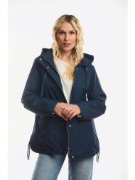 μπουφαν με κουκουλα και λαστιχο στο πλαι μπλε