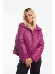 μπουφαν κοντο με κουκουλα φούξια