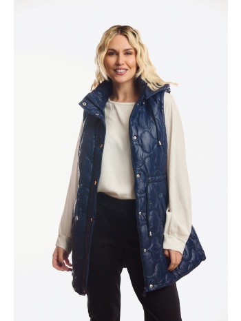 αμανικο μπουφαν μακρυ με κουκουλα και λαστιχο στην μεση μπλε σε προσφορά