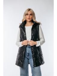 αμανικο μπουφαν μακρυ με κουκουλα και λαστιχο στην μεση μαύρο