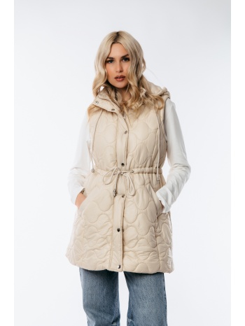 αμανικο μπουφαν μακρυ με κουκουλα και λαστιχο στην μεση μπεζ σε προσφορά