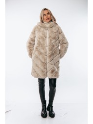 μπουφαν με κουκουλα γουνινο μπεζ