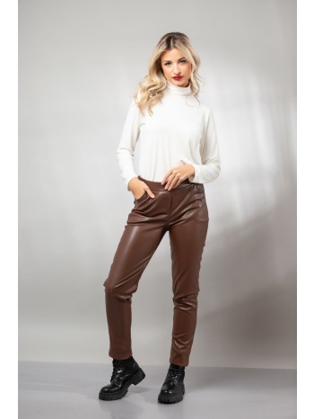 παντελονι δερματινη με τσεπες καφέ σε προσφορά